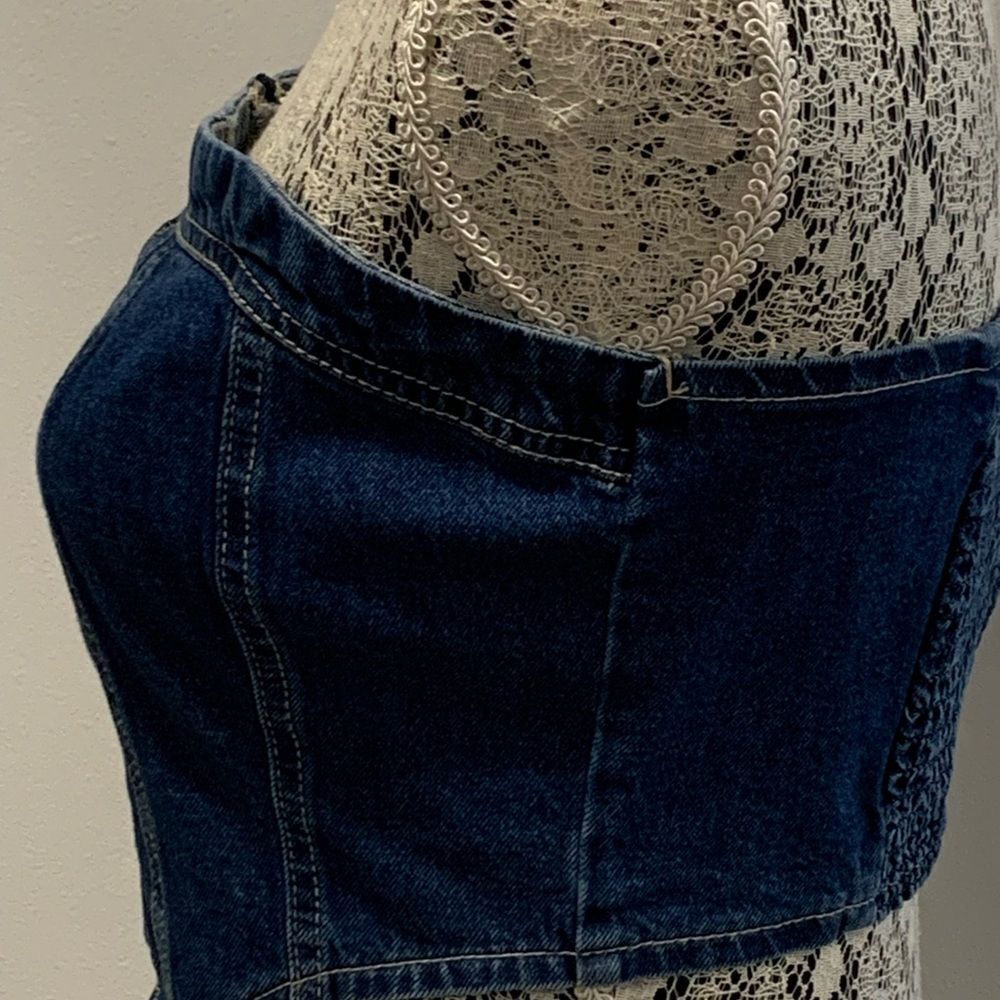 Vintage Lone Star  Blue Indigo Wash Denim Corset/Tube Top - Picture 10 of 11